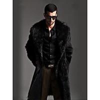 mens going out casualdaily vintage street chic fur coat solid round ne ...