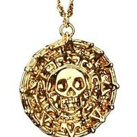 mens pendant necklaces alloy skull skeleton bronze golden jewelry part ...