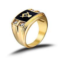 mens stainless steel cz masonic ring aaa cubic zirconia ionic gold pla ...