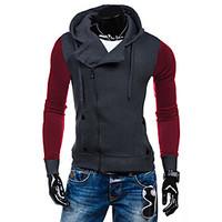 Men\'s Casual/Daily Sports Hoodie Color Block Stand Micro-elastic Cotton Polyester Long Sleeve Fall Winter