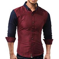 Men\'s Casual/Daily Chinoiserie Shirt, Solid Classic Collar Long Sleeve Cotton