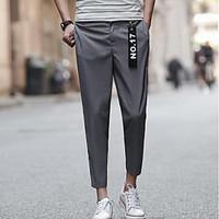 mens low rise micro elastic skinny pants simple relaxed solid