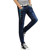 Men\'s Solid Casual Jeans, Cotton Blue