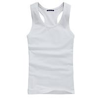 mens sports active summer tank top solid round neck sleeveless cotton  ...