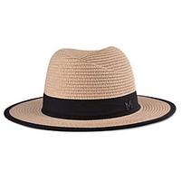 Men And Women Summer Casual Ribbon Decoration Flat Top Outdoor Sun Straw Hat