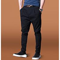 mens mid rise micro elastic chinos pants simple harem solid