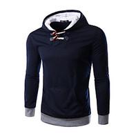 Men\'s Casual/Daily Active Hoodie Solid Round Neck Micro-elastic Cotton Long Sleeve Fall Winter
