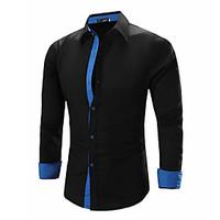 Men\'s Solid Work / Formal Shirt, Linen Long Sleeve Black / Blue / White