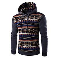 mens print color block casual sport hoodiecotton long sleeve black blu ...