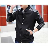 mens casualdaily simple spring fall jacket solid cowl long sleeve regu ...