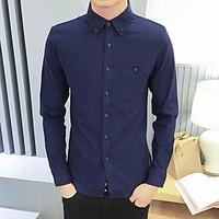 mens going out holiday simple shirt solid shirt collar long sleeve pol ...