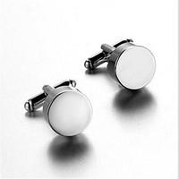 Men\'s Fashion Round Silver Alloy French Shirt Cufflinks (1-Pair)