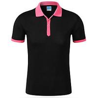 Men\'s Going out Work Simple Active Spring Summer T-shirtColor Block Shirt Collar Short Sleeve Cotton Polyester Medium 916619