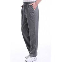 mens mid rise micro elastic chinos pants simple loose straight solid