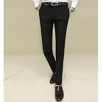 mens mid rise micro elastic business pants simple loose solid