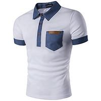 Men\'s Casual/Daily Work Sports Simple Active Summer Polo, Striped Color Block Shirt Collar Short Sleeve Cotton Rayon Thin