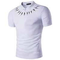 Men\'s Casual/Daily Work Sports Simple Active Summer Polo, Print Color Block Shirt Collar Short Sleeve Cotton Rayon Thin