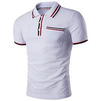 Men\'s Casual/Daily Work Sports Simple Active Summer Polo, Striped Color Block Shirt Collar Short Sleeve Cotton Rayon Thin