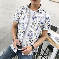 mens going out casualdaily simple summer shirt floral square neck shor ...