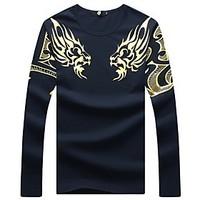 mens fashion slim dragon totem long sleeved t shirt cotton spandex cas ...