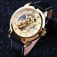 mens new round diamond dial mineral glass mirror genuine leather band  ...