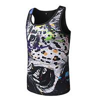 Men\'s Going out Casual/Daily Beach Street chic Punk Gothic Summer Tank Top, Print Round Neck Sleeveless Polyester Medium