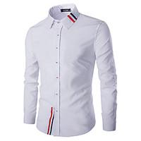 Men\'s Casual/Daily Simple Spring / Fall ShirtSolid Shirt Collar Long Sleeve Blue / White Cotton Medium