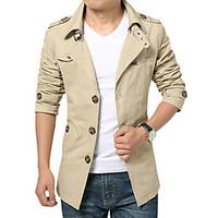 mens going out casualdaily simple trench coat solid long sleeve spring ...