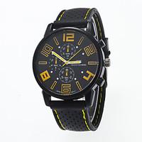 mens fashion watch quartz casual watch silicone band black