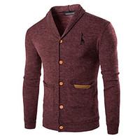 mens casualdaily simple regular cardigan solid red gray v neck long sl ...