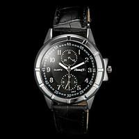 mens casual pu strap quartz wrist watch cool watch unique watch