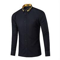 Men\'s Casual/Daily Simple Spring Fall Shirt, Plaid Shirt Collar Long Sleeve Blue Pink Red White Black Purple Cotton Medium