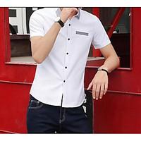 Men\'s Casual/Daily Simple Shirt, Solid Shirt Collar Short Sleeve Cotton Thin