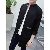 mens casualdaily simple fall trench coat solid round neck long sleeve  ...