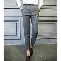 mens mid rise micro elastic business pants simple slim solid