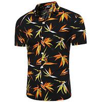 Men\'s Going out Casual/Daily Work Vintage Street chic Summer Fall ShirtFloral Shirt Collar Short Sleeve Cotton Acrylic Medium 916683