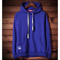 mens daily casual hoodie solid hooded micro elastic cotton long sleeve ...