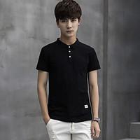 Men\'s Casual/Daily Simple Summer Polo, Solid Jacquard Shirt Collar Short Sleeve Cotton Spandex Thin Medium