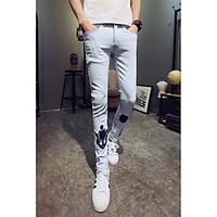 mens mid rise micro elastic skinny pants simple slim solid