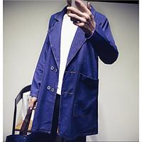 mens casual casual springfall trench coat solid square neck long sleev ...