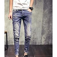 mens mid rise strenchy jeans pants street chic straight solid