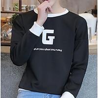 mens daily sweatshirt solid letter round neck inelastic cotton long sl ...