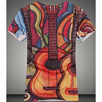 Men\'s Casual/Daily Boho Summer T-shirt, Print V Neck Short Sleeve Multi-color Cotton Thin