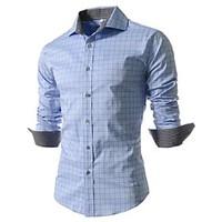 Men\'s Work/Formal Check Print Long Sleeve Shirt
