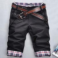 mens straight shorts pants casualdaily simple plaid mid rise zipper po ...