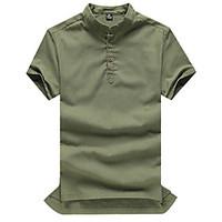 Men\'s Short Sleeve Polo, Linen Casual / Plus Sizes Solid