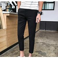 mens mid rise micro elastic chinos pants simple slim solid