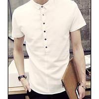 Men\'s Casual/Daily Simple Spring Summer T-shirt, Solid Shirt Collar Short Sleeve Cotton Thin