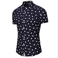 Men\'s Casual/Daily Simple T-shirt, Polka Dot Shirt Collar Short Sleeve Cotton