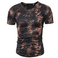 Men\'s Casual/Daily Beach Party Sexy Street chic Punk Gothic All Seasons T-shirtColor Block Camouflage V Neck Short SleeveCotton